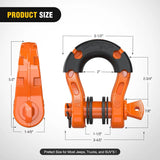 Nilight 3/4 inch Mega D-Ring Shackle With 7/8 inch Screw Pin 68000LBS Orange (Pair), view 2