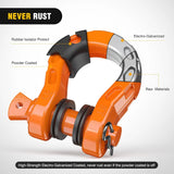 Nilight 3/4 inch Mega D-Ring Shackle With 7/8 inch Screw Pin 68000LBS Orange (Pair), view 3