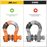 Nilight 3/4 inch Mega D-Ring Shackle With 7/8 inch Screw Pin 68000LBS Orange (Pair), view 5