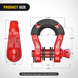 Nilight 3/4 inch Mega D-Ring Shackle With 7/8 inch Screw Pin 68000LBS Red (Pair), view 2