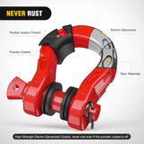 Nilight 3/4 inch Mega D-Ring Shackle With 7/8 inch Screw Pin 68000LBS Red (Pair), view 3