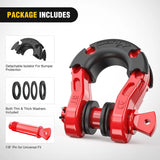 Nilight 3/4 inch Mega D-Ring Shackle With 7/8 inch Screw Pin 68000LBS Red (Pair), view 4