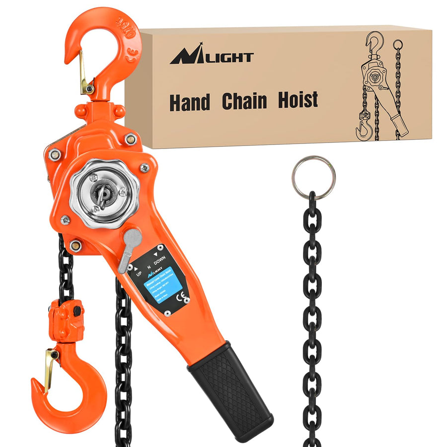 Nilight 3/4 Ton 1650 lbs Manual Lever Chain Hoist G80 Galvanized Carbon Steel with Weston Double-Pawl Brake Auto Chain Leading & 360° Rotation Hook for Garage Factory Dock