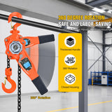 Nilight 3/4 Ton 1650 lbs Manual Lever Chain Hoist G80 Galvanized Carbon Steel with Weston Double-Pawl Brake Auto Chain Leading & 360° Rotation Hook for Garage Factory Dock, view 6