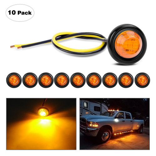 Nilight 3/4 inch Amber Round LED Marker Lights (10 Pcs)