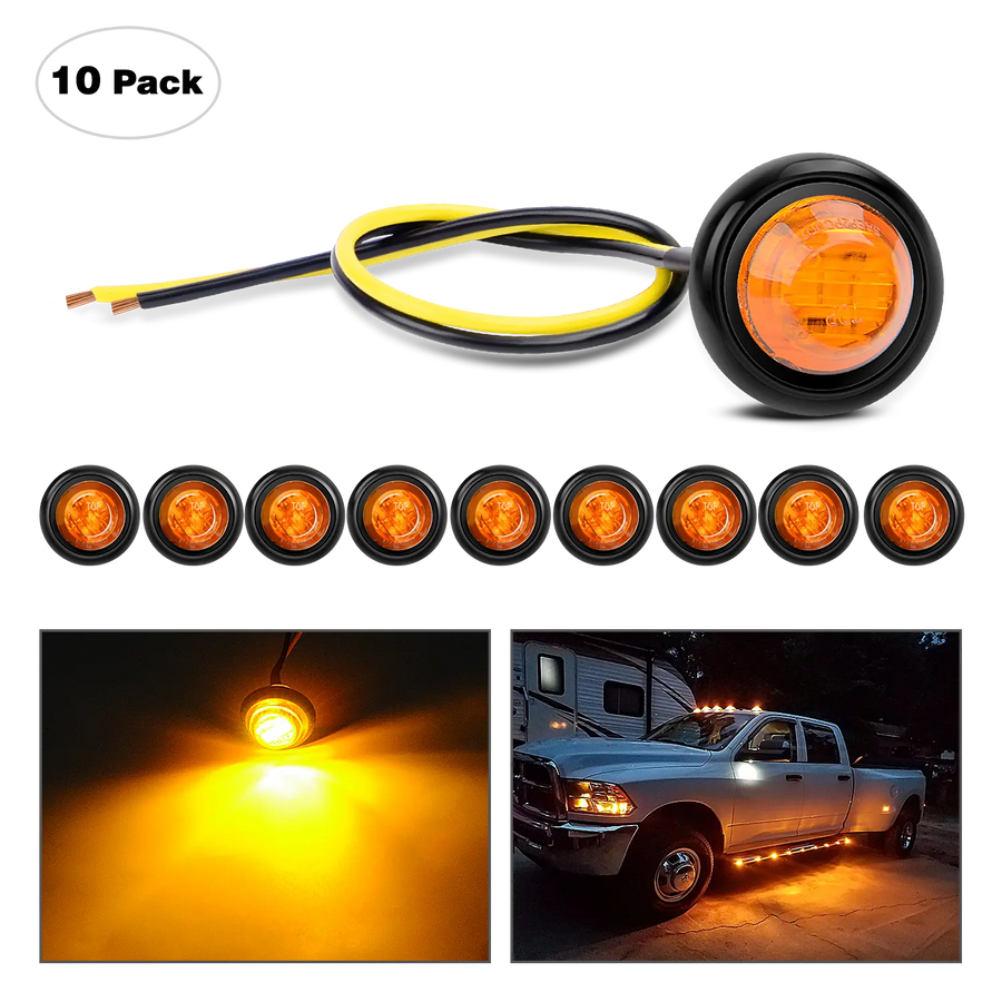 Nilight 3/4 inch Amber Round LED Marker Lights (10 Pcs)