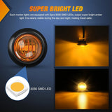 Nilight 3/4 inch Amber Round LED Marker Lights 2 Connectors (10 Pcs), view 3