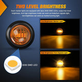 Nilight 3/4 inch Amber Round LED Marker Lights 3 Connectors (10 Pcs), view 3