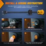 Nilight 3/4 inch Amber Round LED Marker Lights 3 Connectors (10 Pcs), view 5