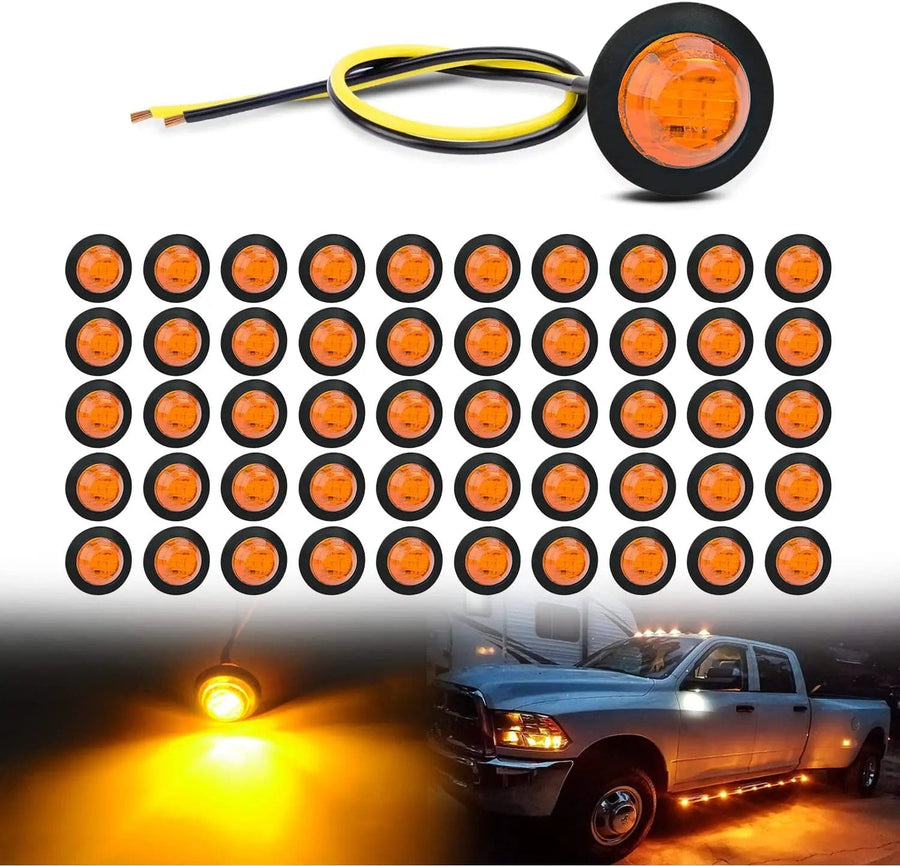 Nilight 3/4 inch Amber Round LED Marker Lights (50 Pcs)