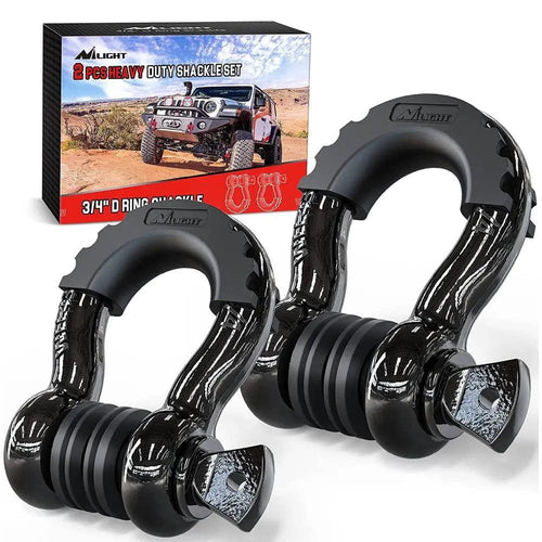 Nilight 3/4 inch D-Ring Shackle Black (Pair)