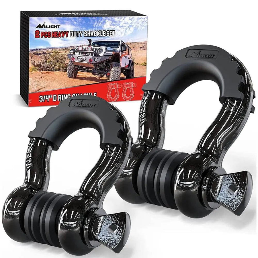 Nilight 3/4 inch D-Ring Shackle Black (Pair)