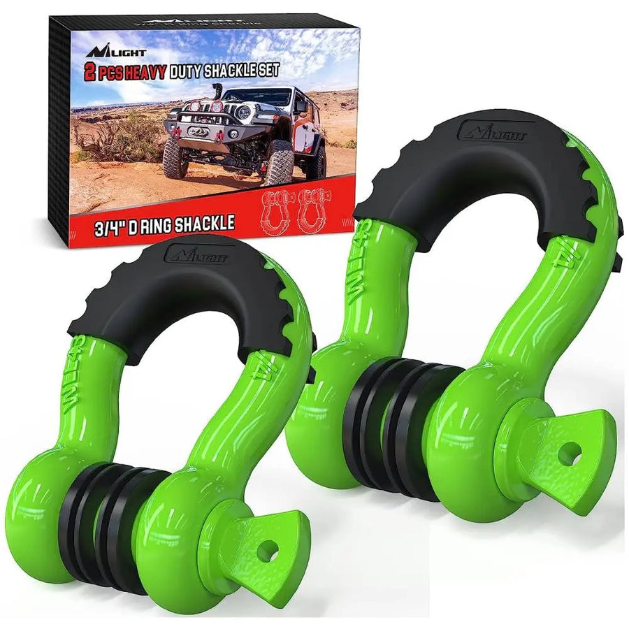 Nilight 3/4 inch D-Ring Shackle Green (Pair)