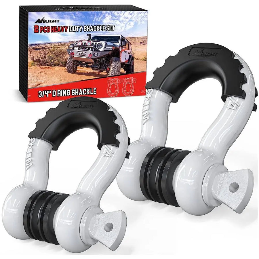 Nilight 3/4 inch D-Ring Shackle White (Pair)