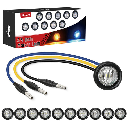 Nilight 3/4Inch Dual Color Marker Light 10PCS Amber to Blue Turn Signal Auxiliary Side Marker Clearance Indicator Bullet Lights 3 Plug IP68 Waterproof for Trailer Truck Pickup Camper RV ATV UTV Van Bus