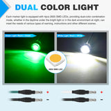 Nilight 3/4Inch Dual Color Marker Light 10PCS Green to White Auxiliary Side Marker Bullet Clearance Indicator Lights 3 Plug Connector IP68 Waterproof for Trailer Truck Pickup Camper RV ATV UTV Van Bus, view 3