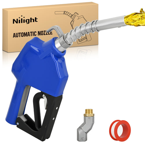 Nilight 3/4Inch NPT Fuel Nozzle with Fuel Hose Swivel, Automatic Shut Off Gas Pump Transfer Refilling Nozzle with Adjustable Speed Padlock for Gasoline, Kerosene, Diesel