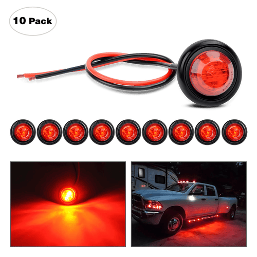 Nilight 3/4 inch Red Round LED Marker Lights (10 Pcs)