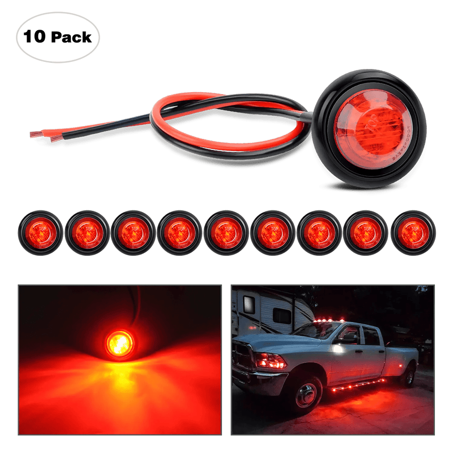 Nilight 3/4 inch Red Round LED Marker Lights (10 Pcs)