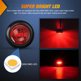 Nilight 3/4 inch Red Round LED Marker Lights 2 Connectors (10 Pcs), view 3