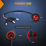 Nilight 3/4 inch Red Round LED Marker Lights 3 Connectors (10 Pcs), view 2