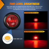 Nilight 3/4 inch Red Round LED Marker Lights 3 Connectors (10 Pcs), view 3