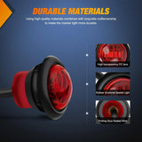 Nilight 3/4 inch Red Round LED Marker Lights 3 Connectors (10 Pcs), view 4