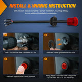 Nilight 3/4 inch Red Round LED Marker Lights 3 Connectors (10 Pcs), view 5