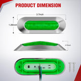 Nilight 3.7 Inch Green Oval Side Marker Light, 4 LED IP68 Waterproof | Chrome Bezel DC 12-24V Surface Mount 10 Pack Marker & Clearance Light for Trucks Trailers Cars RVs Buses & Boats, view 2