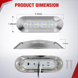 Nilight 3.7 Inch white Oval Side Marker Light, 4 LED IP68 Waterproof | Chrome Bezel DC 12-24V Surface Mount 10 Pack Marker & Clearance Light for Trucks Trailers Cars RVs Buses & Boats, view 2