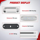 Nilight 3.7 Inch white Oval Side Marker Light, 4 LED IP68 Waterproof | Chrome Bezel DC 12-24V Surface Mount 10 Pack Marker & Clearance Light for Trucks Trailers Cars RVs Buses & Boats, view 4