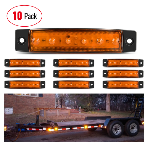 Nilight 3.8 Inch 6 LEDs Amber Side Marker Lights (10 Pcs)