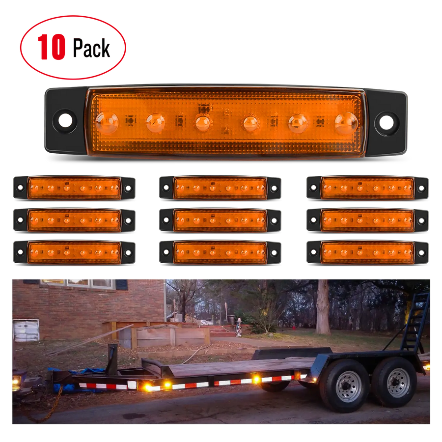 Nilight 3.8 Inch 6 LEDs Amber Side Marker Lights (10 Pcs)