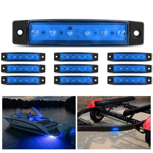 Nilight 3.8 Inch 6 LEDs Blue Side Marker Lights (10 Pcs)