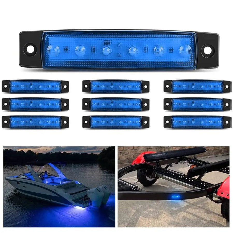Nilight 3.8 Inch 6 LEDs Blue Side Marker Lights (10 Pcs)