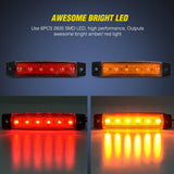 Nilight 3.8 Inch 6 LEDs Red Amber Side Marker Lights (10 Pcs), view 2