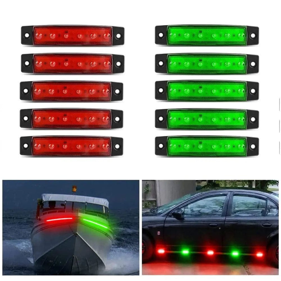 Nilight 3.8 Inch 6 LEDs Red Green Side Marker Lights (10 Pcs)
