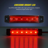 Nilight 3.8 Inch 6 LEDs Red Side Marker Lights (10 Pcs), view 3