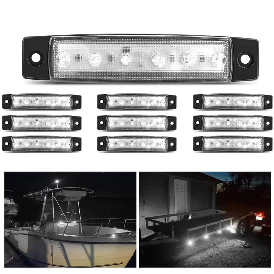 Nilight 3.8 Inch 6 LEDs White Side Marker Lights (10 Pcs)
