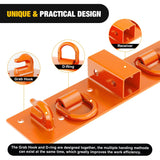 Nilight 3/8Inch Tractor Bucket Grab Hooks with 1/2Inch Tie Down Ring and 2Inch Receiver Grade 70 Forged Steel Bolt-On for John Deere Compact Tractor Bucket RV UTV Truck Max 4700LBS, Orange, view 5