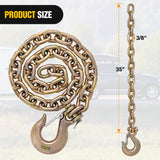 Nilight 3/8Inch X 35Inch Trailer Safety Chain 2pcs Grade 70 Towing Chain with Clevis Snap Hooks 26400lbs Break Strength use for Trailer, RV,and Boat Towing and Gooseneck Couplers, view 2