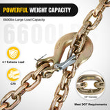 Nilight 3/8Inch X 35Inch Trailer Safety Chain 2pcs Grade 70 Towing Chain with Clevis Snap Hooks 26400lbs Break Strength use for Trailer, RV,and Boat Towing and Gooseneck Couplers, view 3