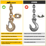 Nilight 3/8Inch X 35Inch Trailer Safety Chain 2pcs Grade 70 Towing Chain with Clevis Snap Hooks 26400lbs Break Strength use for Trailer, RV,and Boat Towing and Gooseneck Couplers, view 4