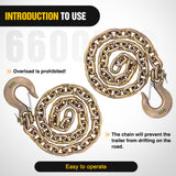 Nilight 3/8Inch X 35Inch Trailer Safety Chain 2pcs Grade 70 Towing Chain with Clevis Snap Hooks 26400lbs Break Strength use for Trailer, RV,and Boat Towing and Gooseneck Couplers, view 6