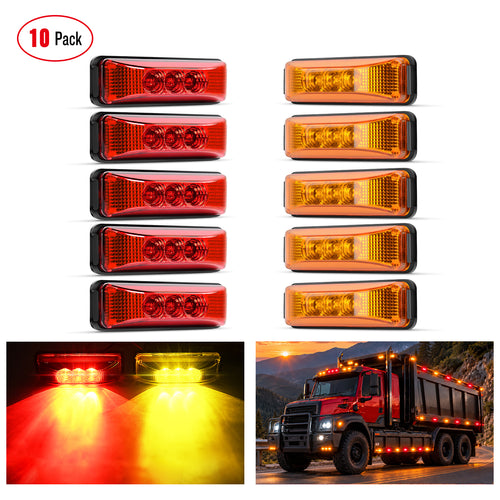 Nilight 3.9 Inch Amber Red LED Fender/Side Marker Light (10 Pcs)