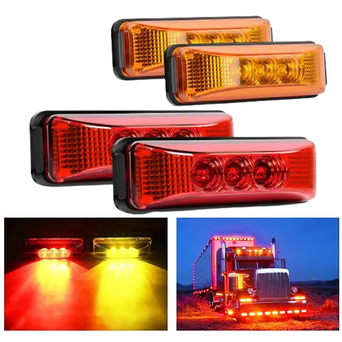 Nilight 3.9 Inch Amber Red LED Fender/Side Marker Light (2 Pairs)