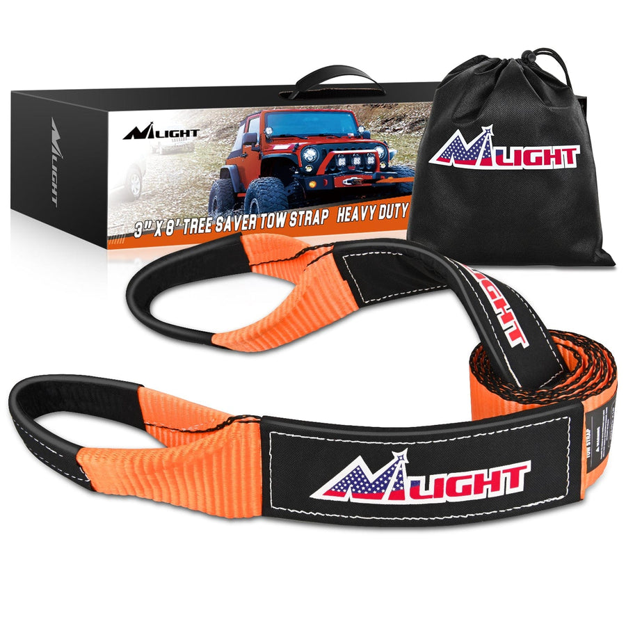 Nilight 3 x 8inch Tree Saver Tow Strap Heavy-Duty Axle Strap Set