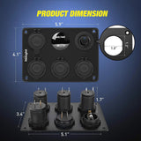 Nilight 3 Cigarette Socket Switch Panel w/ Dual USB Charger LED Voltmeter, view 2