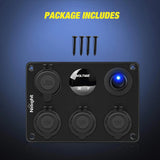 Nilight 3 Cigarette Socket Switch Panel w/ Dual USB Charger LED Voltmeter, view 6