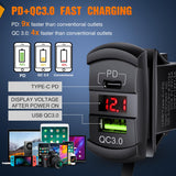 Nilight 3 Gang Rocker Switch Box 12V SPST ON Off Toggle Switches PD Type C and QC 3.0 USB Charger Voltmeter LED Light Waterproof Aluminum Mount Bracket Panel DIY Stickers for Boat Car RV Truck, view 3